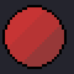 A sphere shaded in straight stripes of the same width