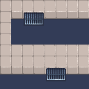 A tilemap variation: the same tiles arranged as a trench of road between two pavements