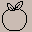 Black one pixel outline of an apple with two leaves