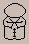 Black outline of a character with a wide hat, a long robe and arms with cuffs