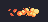 A pixel art fireball made of several round explosions with dark red particles