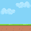 A 62 pixel parallax loop: grass and ground scroll fast, clouds drift slowly