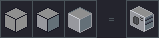 A cube in three stages, then an air conditioner built on it