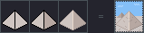A pyramid in three stages, then a pyramid stamp built on it