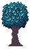 The trunk with a few darker pixels just under the crown