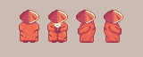 Animated pixel art sage walking in four directions: back, front and both sides